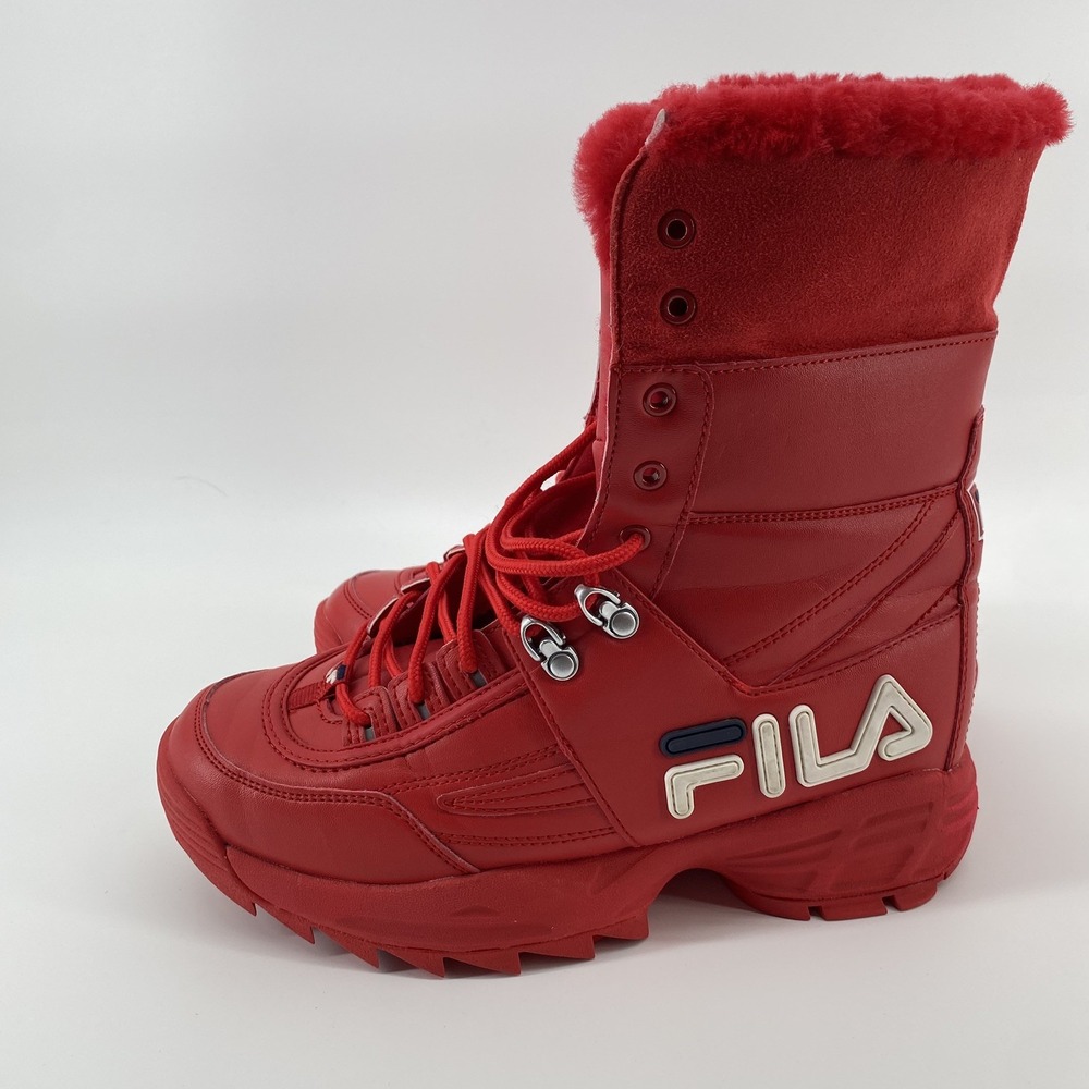 Fila Disruptor Fur Top Women's Boots Fila Red-Fila Navy-White 5HM00560-616 - Picture 2 of 6